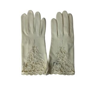 VTG Marshall Field & Company Off‑White Ivory Embroidered Gloves Women’s